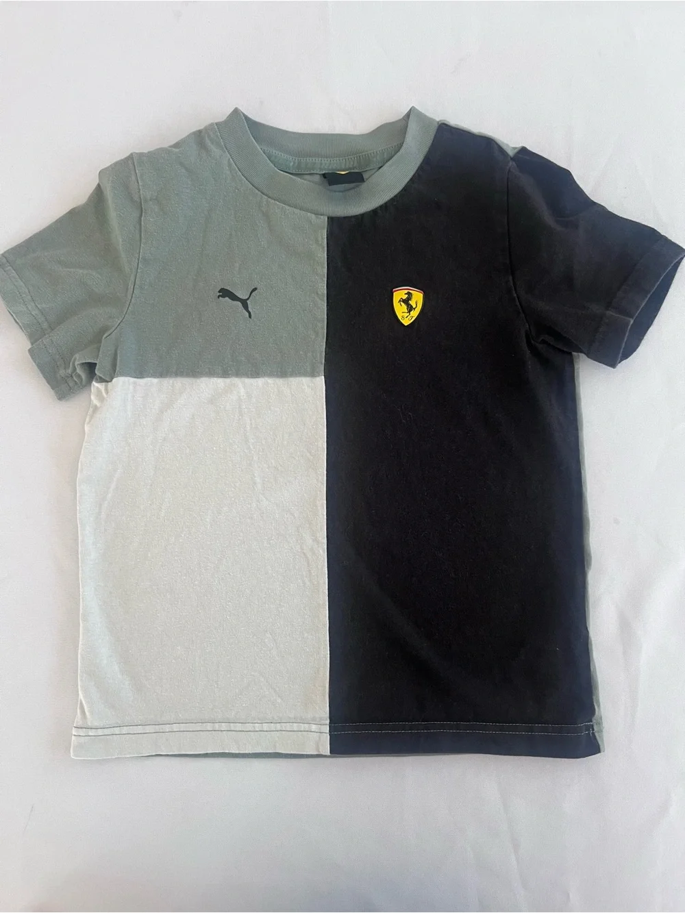 Puma Ferrari Boys' Colorblock Short Sleeve Tee - Black & Gray